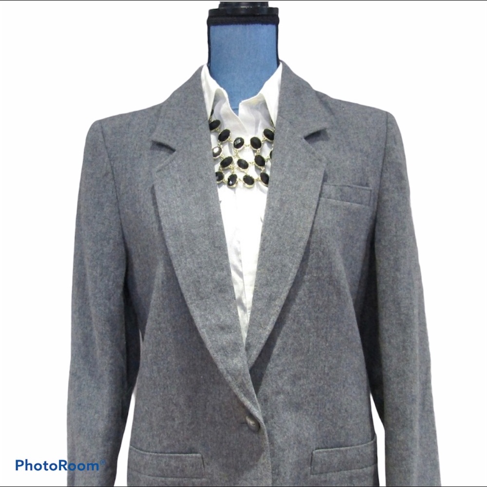 Pendleton Classic Gray 100% Wool Blazer Size 6 - image 4
